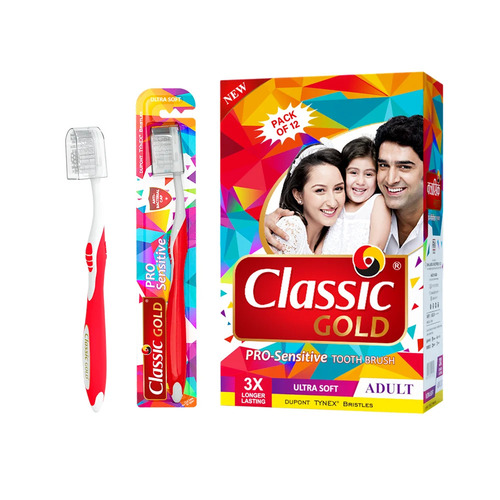 Classic Gold Pro Sensitive Ultra Soft Adult Toothbrush - Color: Red & White