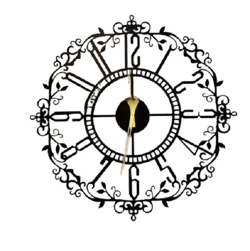 Laser Cutting Iron Wall Clock - Color: Black
