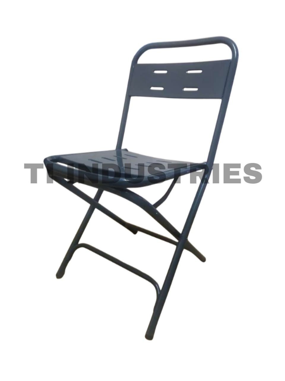 Folding Gray Steel Chair - Feature: Durable