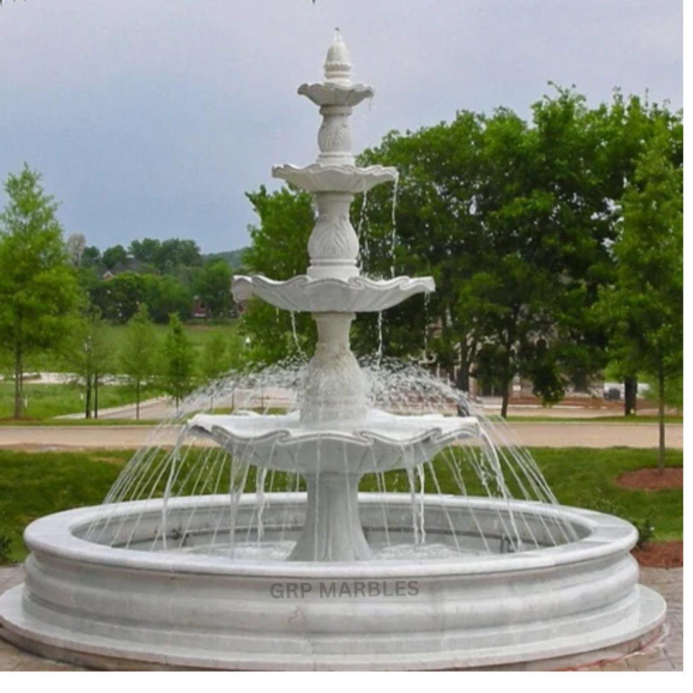 Marble 4 Tier Fountain - Color: White