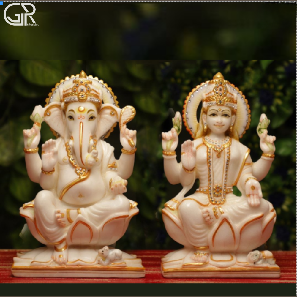 White Marble Laxmi Ganesh Murti