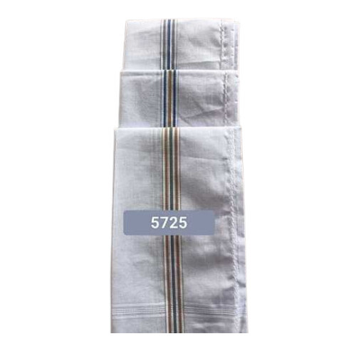 D No: 5725 White To Color Border 19X19 Inches 2 Side Cotton Handkerchief - Color: Mix