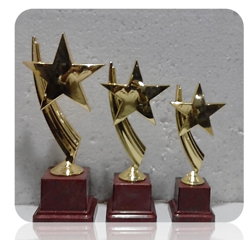 Gold Plated Metal Trophy with Wooden Base