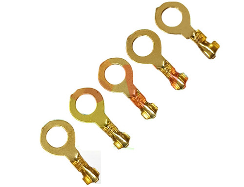 E-SCOOTY RING TYPE TERMINAL - Brass Pins, 250 PCS Pack Size | Silver Grey Aluminum, Gold Plated Surface Treatment for E-Scooty Applications
