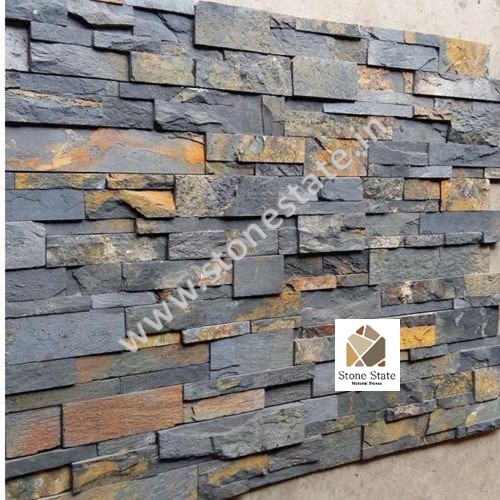 Carbon Black Sandstone Stone Mosaic Wall Cladding Panel - Shape: Interlock