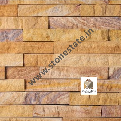 Rainbow Sandstone Mosaic Wall Cladding Panel - Color: Yellow