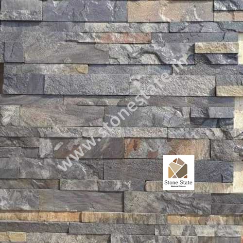 Sagar Black Sandstone Mosaic Wall Cladding Panel - Color: Grey