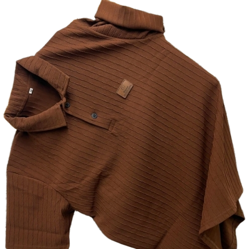 Men Plain T Shirt  - Color: Brown