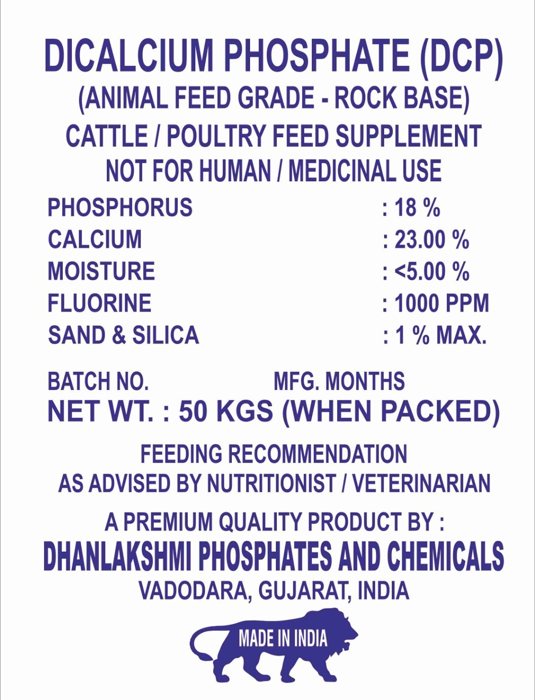 Dicalcium Phosphate Feed Grade - Application: Industrial