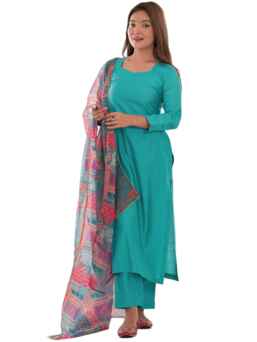 Kurta Dupatta Pant Set - Color: Rama