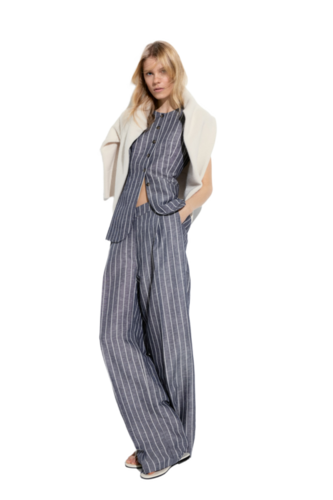 High-Waist Pleated Pant For Formal And Casual Wear - Bust Size: 36 Inch (In)