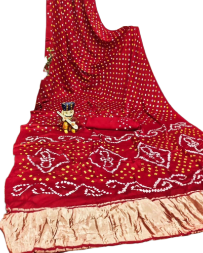 Modal Silk Tissuepallu Gaji Silk Bandhani Saree - Color: Multicolor