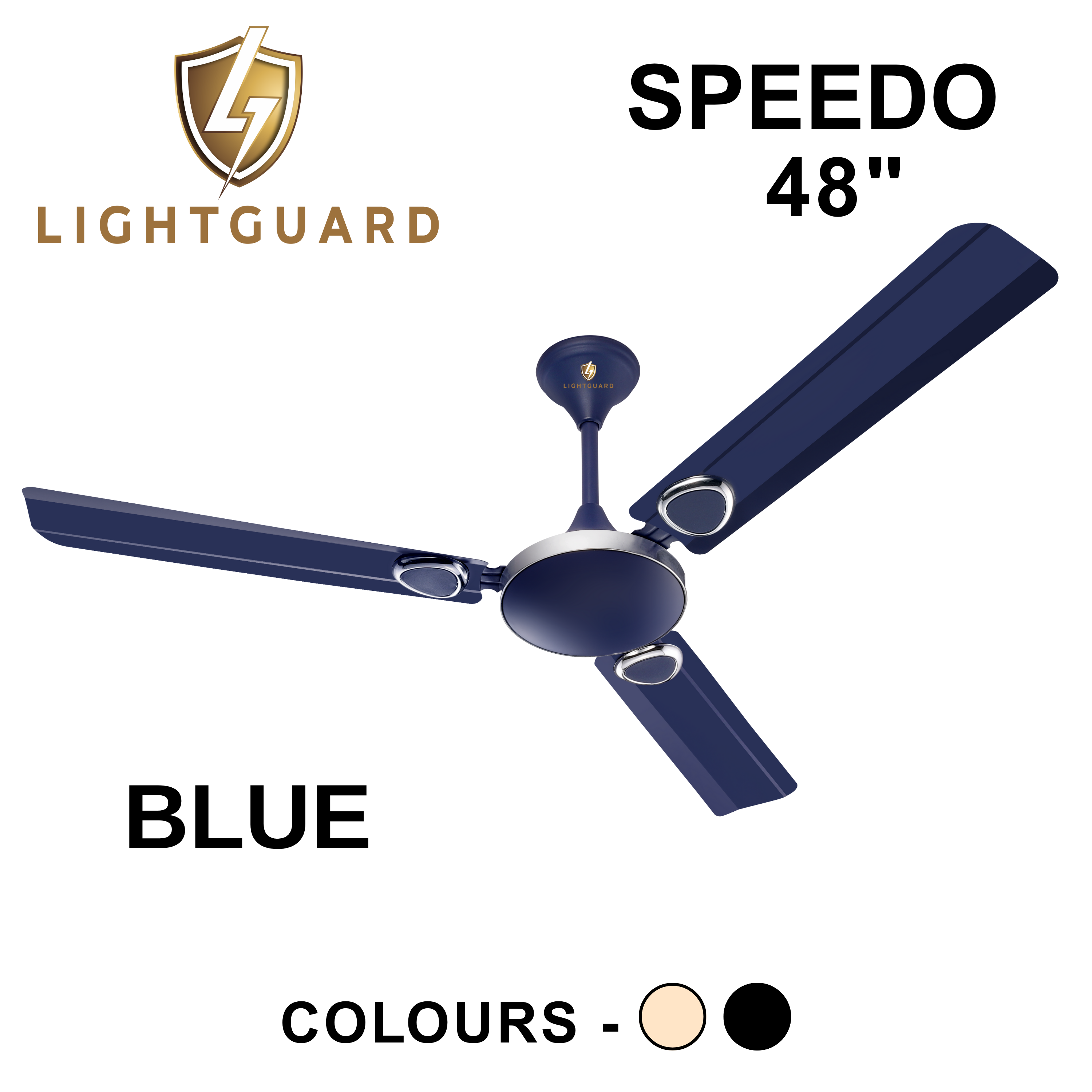 Lightguard Speedo 48 Inch (1200Mm) Heavy Duty 3 Blade High Speed Ceiling Fan - Blade Material: Metal