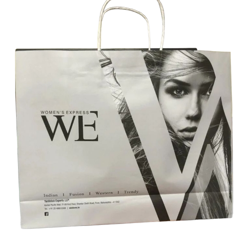 Paper Handbag - Kraft Paper 15x4.5x9 Inches Multicolor | Disposable Customized Designs and Patterns