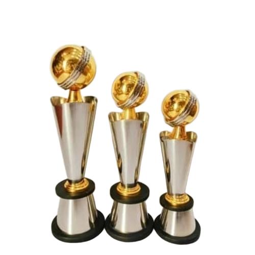 Metal Trophy - Brass 12-15 Inches Various Colors | Conical Shape Antique Imitation Carved Sports Theme