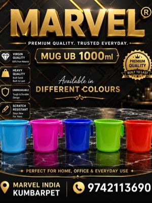 1L Plastic Bath Mugs - Plastic, 1 Liter, White, Round, UV Resistant, Rigid, Heat Resistant