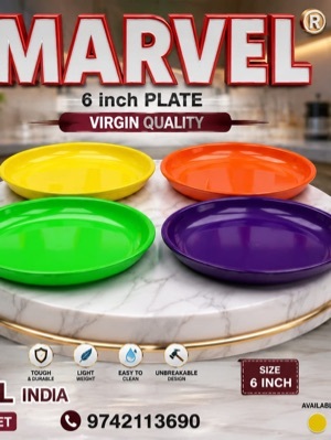 6 Inch Plastic Plate - Plastic, 6 Inch, Multi Color | Durable, Unbreakable, Freezer, Microwave, Dishwasher Safe