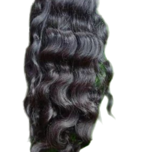 Single Drawn Hair - Human Hair, 20 Inches, Black, Wavy | Smooth Texture, Good Quality, Custom Size