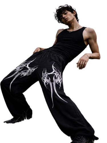 Mens Cotton Lower Jogger - Color: Black White