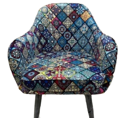 Wooden Lounge Chair - Wooden Frame, Fabric Seat & Back, Medium Back, With Armrest | Eco-Friendly, Water Resistant