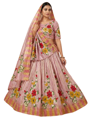 Flower Printed Ladies Bridal Wear Lehenga Chunni