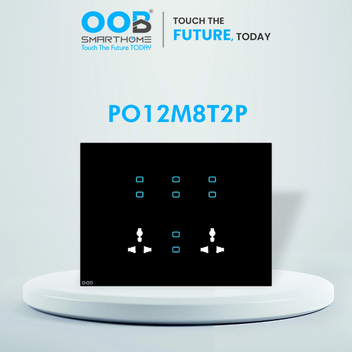 Nubee Home Automation Touch Switch Pearl Series Po12M8T2P - Color: Black & White