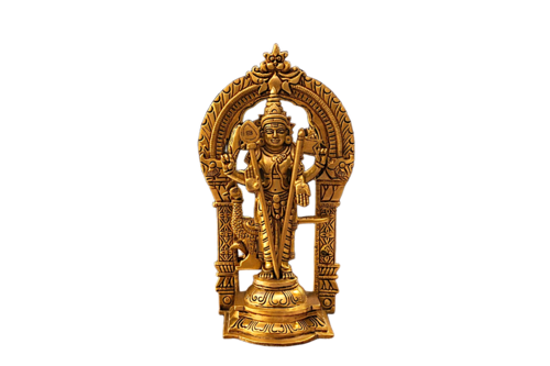 Traditional Brass Murugan Idol Lord Subramanya Statue with Peacock for Pooja Decor