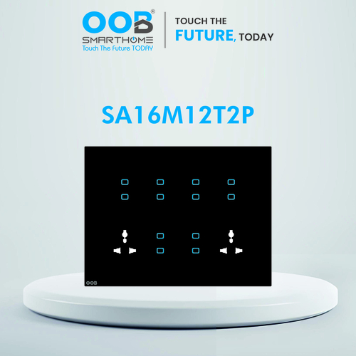 Nubee Home Automation Touch Switch Sapphire Series Sa16M12T2P - Color: Black & White