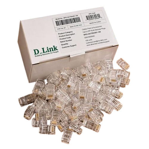 D-Link Rj45 Networking Cable Connector Pack Of 100 Pcs - Color: White