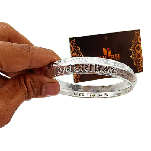 Mens Customise Hindi Or English Mantra Design Silver Kada 50Gm - Gender: Unisex