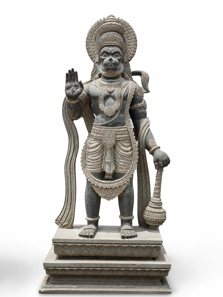 6 Feet Marble Hanuman Statue