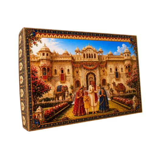 Khamma Ghani 500G Matte Lamination Empty Sweet Box With Golden Tray - Length: 205 Millimeter (Mm)