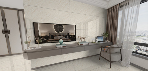Ajax Crema 600 X 1200 Mm Glossy Vitrified Floor Tile - Color: Cream
