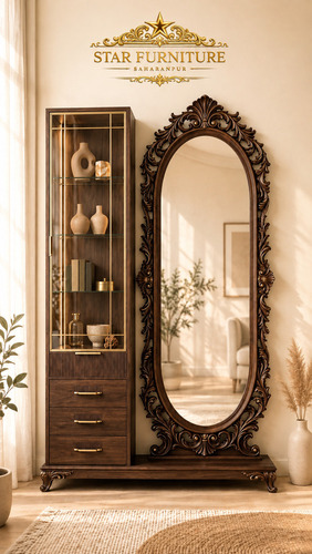 Modular Teak Wood Dressing Table - Assembly: No Assembly Required