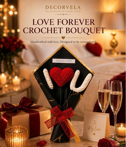 Love Forever Crochet Bouquet - Color: Red