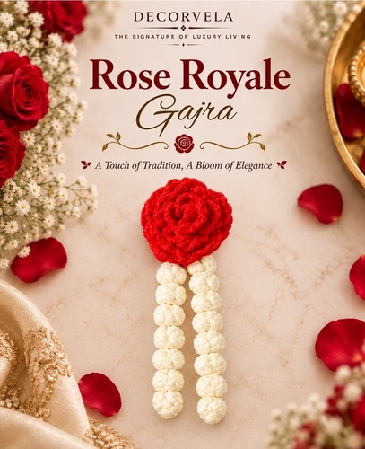 Rose Royale Gajra - Color: Ruby Red & Ivory White