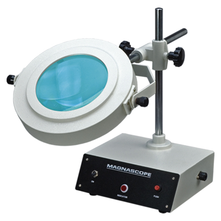Bench Magnifier - Aluminum & Cast Iron, 225x190x80 mm | 3.5X Magnification, Strain-Free Bi-Ocular Vision, Siemens Grey