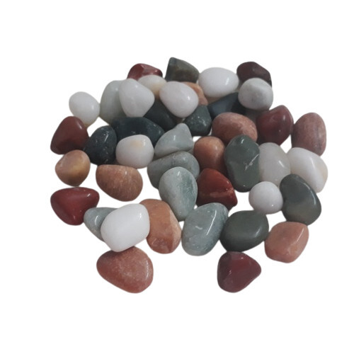 Multi Color Polished Stone For Landscaping And Gardens Decoration - Machine Made Agate Pebbles, 15mm To 60mm Size Range, Polished Surface Finish
