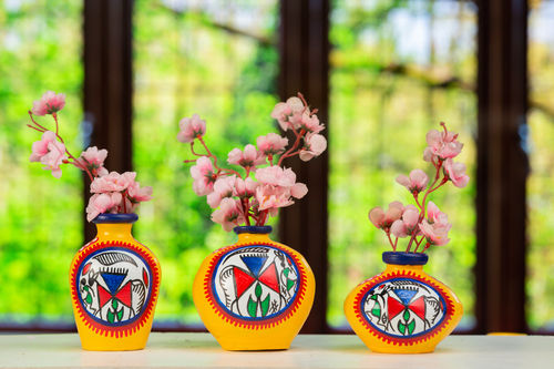 Indian Heritage Painted Terracotta Pot for Home Decoration
