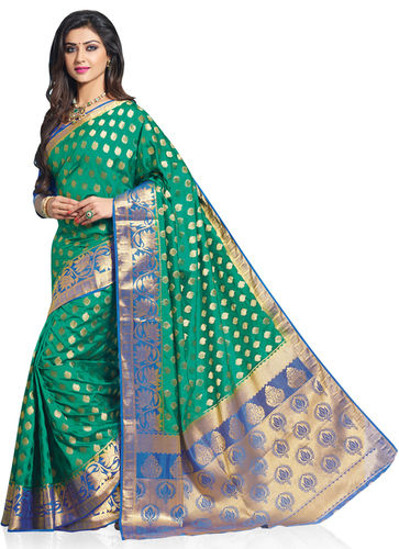 Meghdoot Turquoise Green And Royal Blue Colour Art Silk Saree