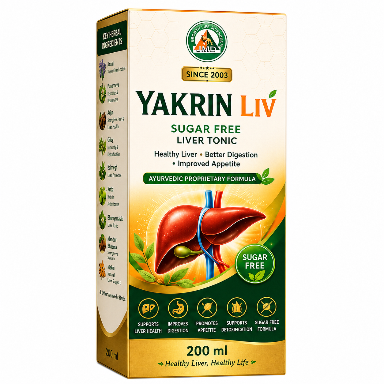 Yakrin Liv Liver Tonic 200Ml Sugar Free - Age Group: For Children(2-18Years)