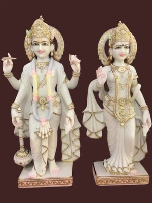 Marble Lord Krishna Statue - 16X8X27 Inches, Shiny & Elegant Design | High Durability, Easy Maintenance, Indian Hinduism Theme