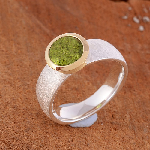 Peridot 925 Sterling Silver Gold Plated Ring