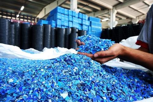 Recycled Blue HDPE Drum Scraps