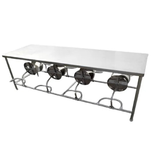 8 Seater SS Canteen Dining Table - Stainless Steel, 90x30x30 Inches, Silver | Durable, Polished, Easy to Operate
