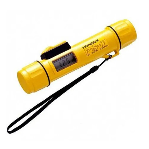 Hondex Ps-7 Portable Depth Sounder - Plastic, 198mm Size, Yellow Color | Automatic Operation, Waterproof Up To 50m, Instant Measurement, Long Cable With Float