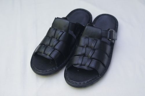 Mens Black Leather Sandal Gender: Male