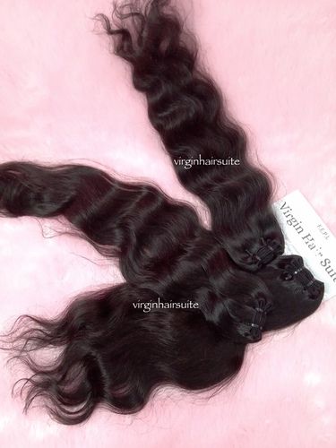 Black Temple Human Hair Weft Bundle