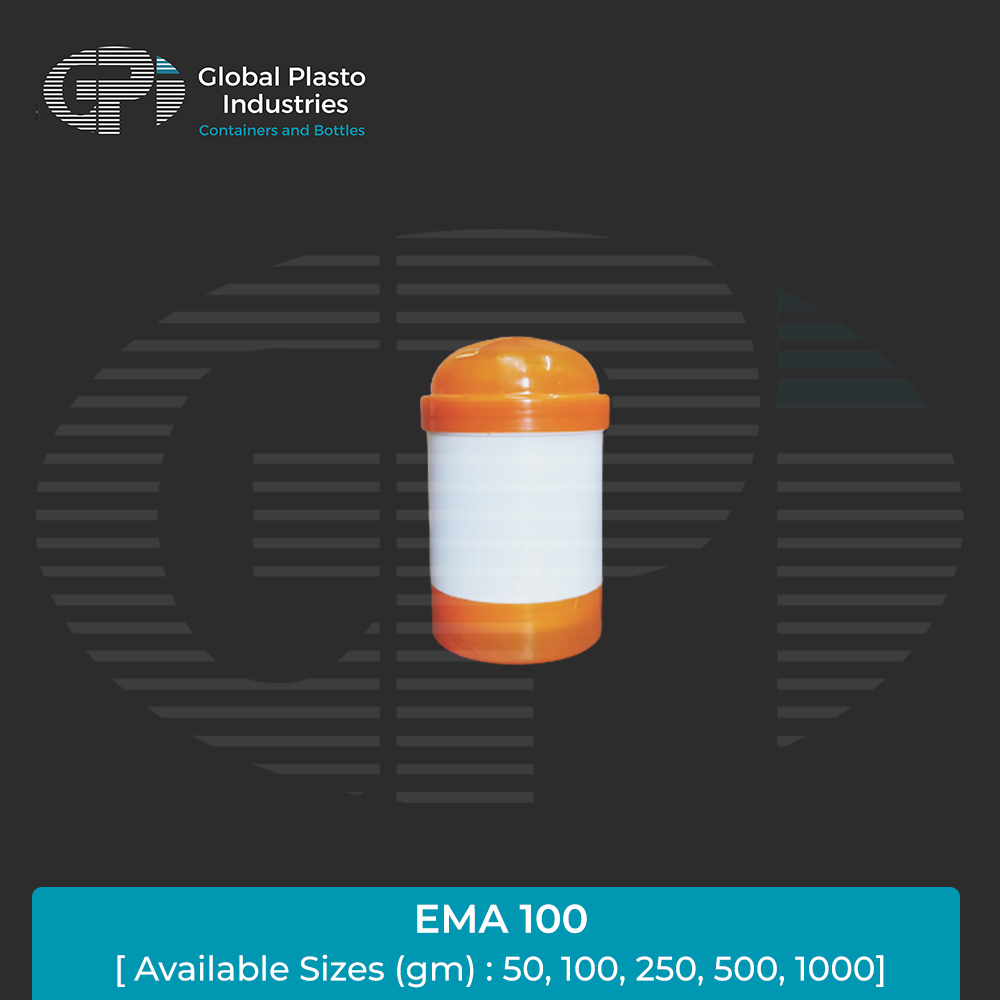 White And Orange Color Ema Hdpe Plastic Pesticide Container For Packaging Capacity 100Gm Capacity: 100 Gm
