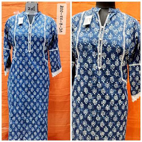 Modern Style Handloom Fabric Ethnic Kurti with 3-4th Sleeves